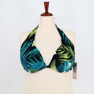 Coco Reef Contours Women Tropical Cameo Push-Up Halter Bikini Top Size 16/40D